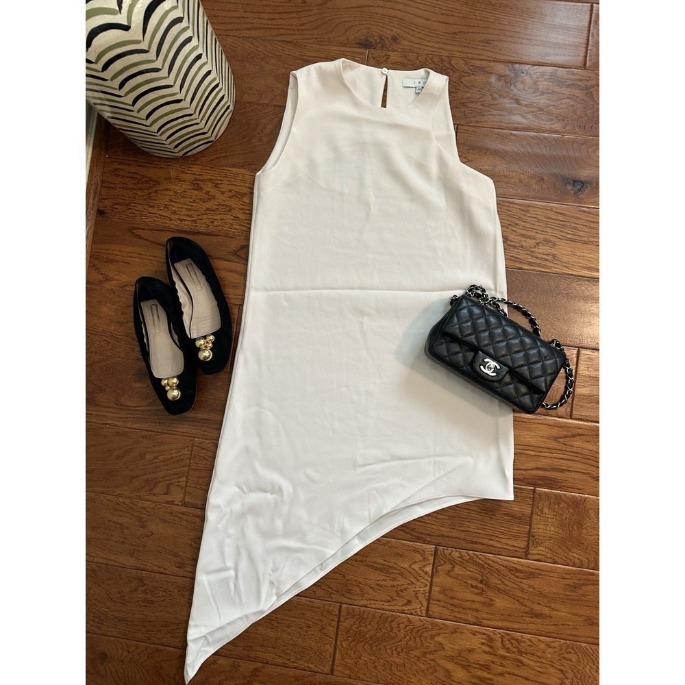 IRO Away Dress Powder Pink Cream Asymmetric Hem Sleeveless Women's Size 6 FR 38